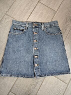 Levi's Button-Front Denim Mini Skirt in Medium Blue